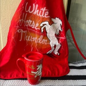 # 0654 -16 oz Red WHT Logo Art by author “ A Voice From The White Horse Book.